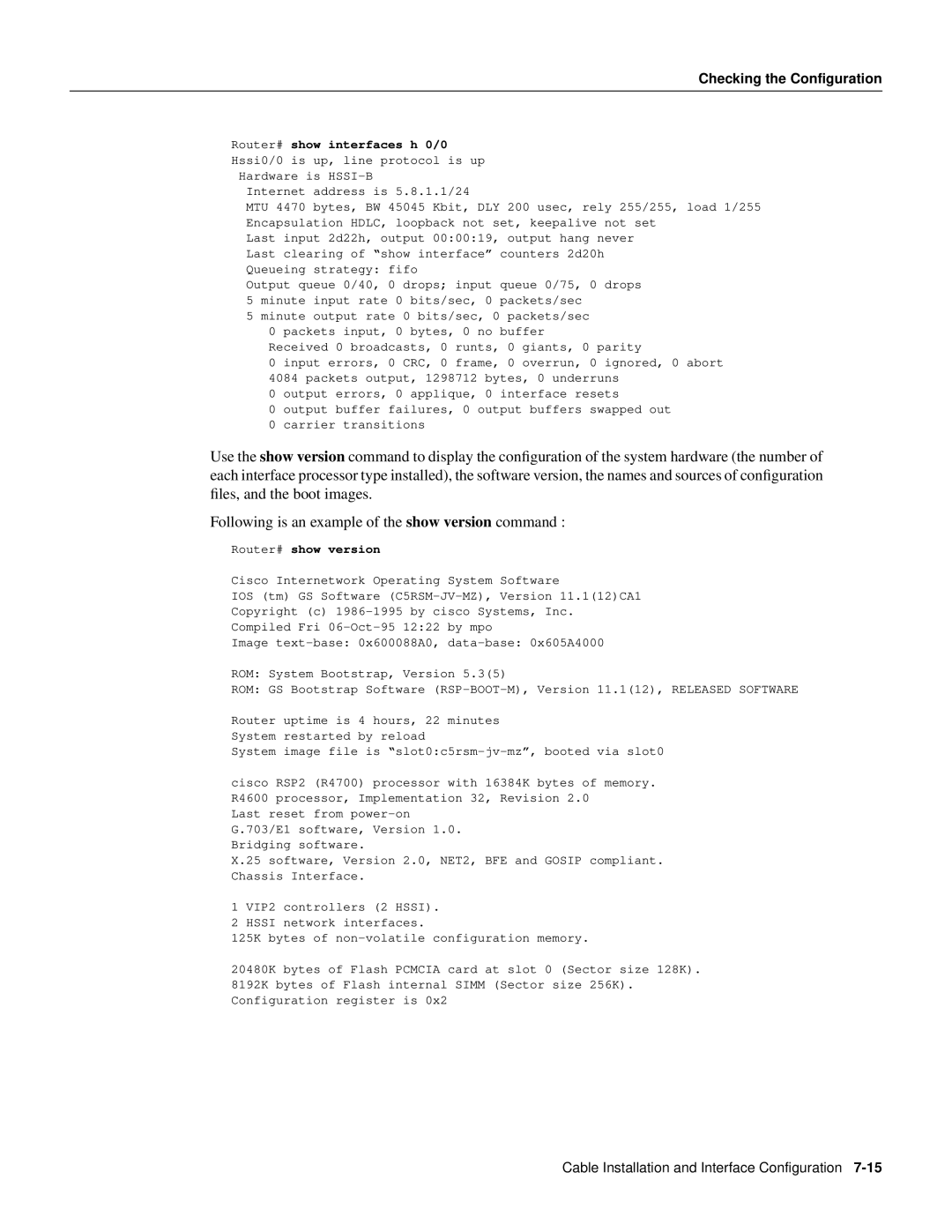 Cisco Systems PA-2H manual Router# show version 