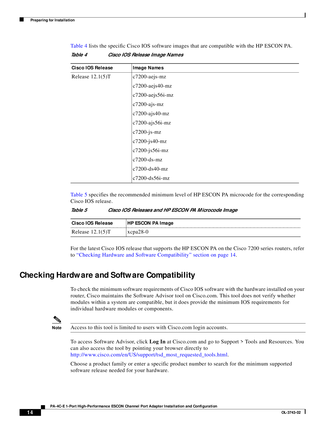 Cisco Systems PA-4C-E 1 manual Checking Hardware and Software Compatibility, Cisco IOS Release Image Names 