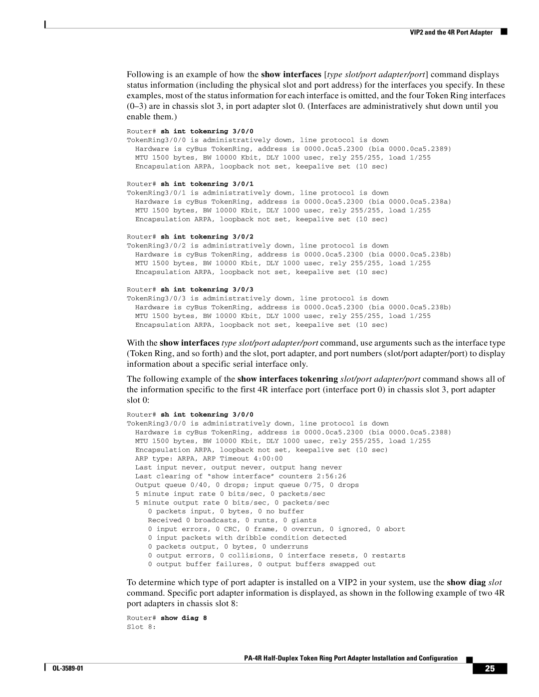 Cisco Systems PA-4R manual Router# sh int tokenring 3/0/0 