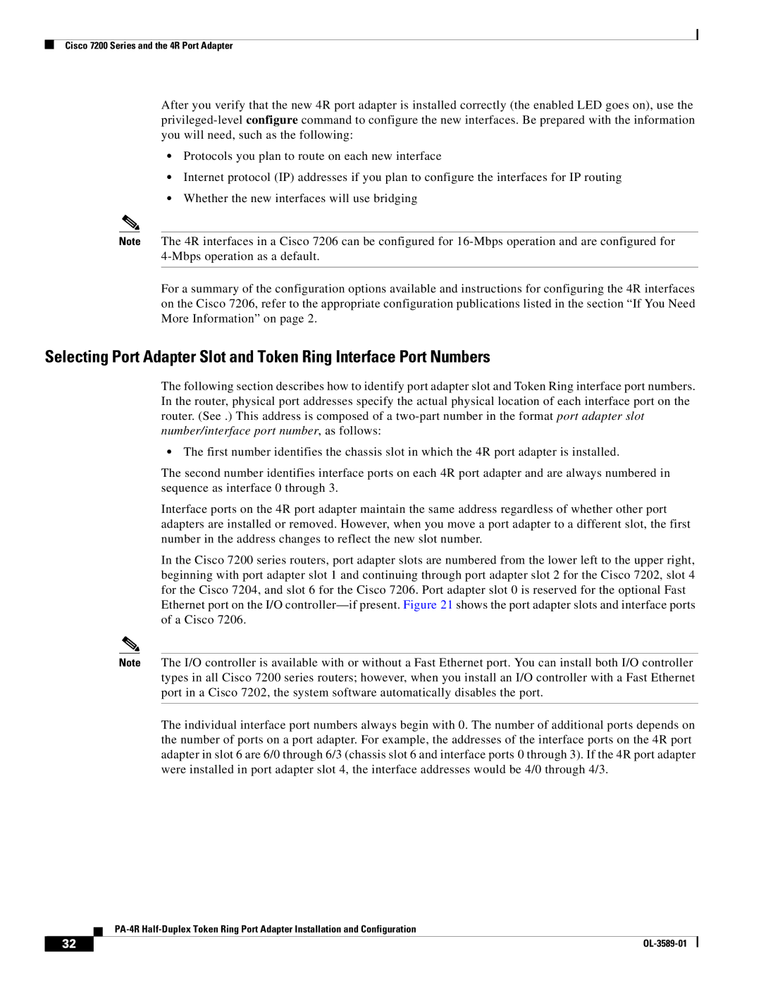 Cisco Systems PA-4R manual Cisco 7200 Series and the 4R Port Adapter 