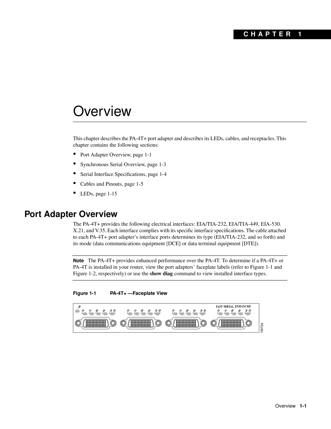 Cisco Systems PA-4T manual Port Adapter Overview, C H A P T E R 