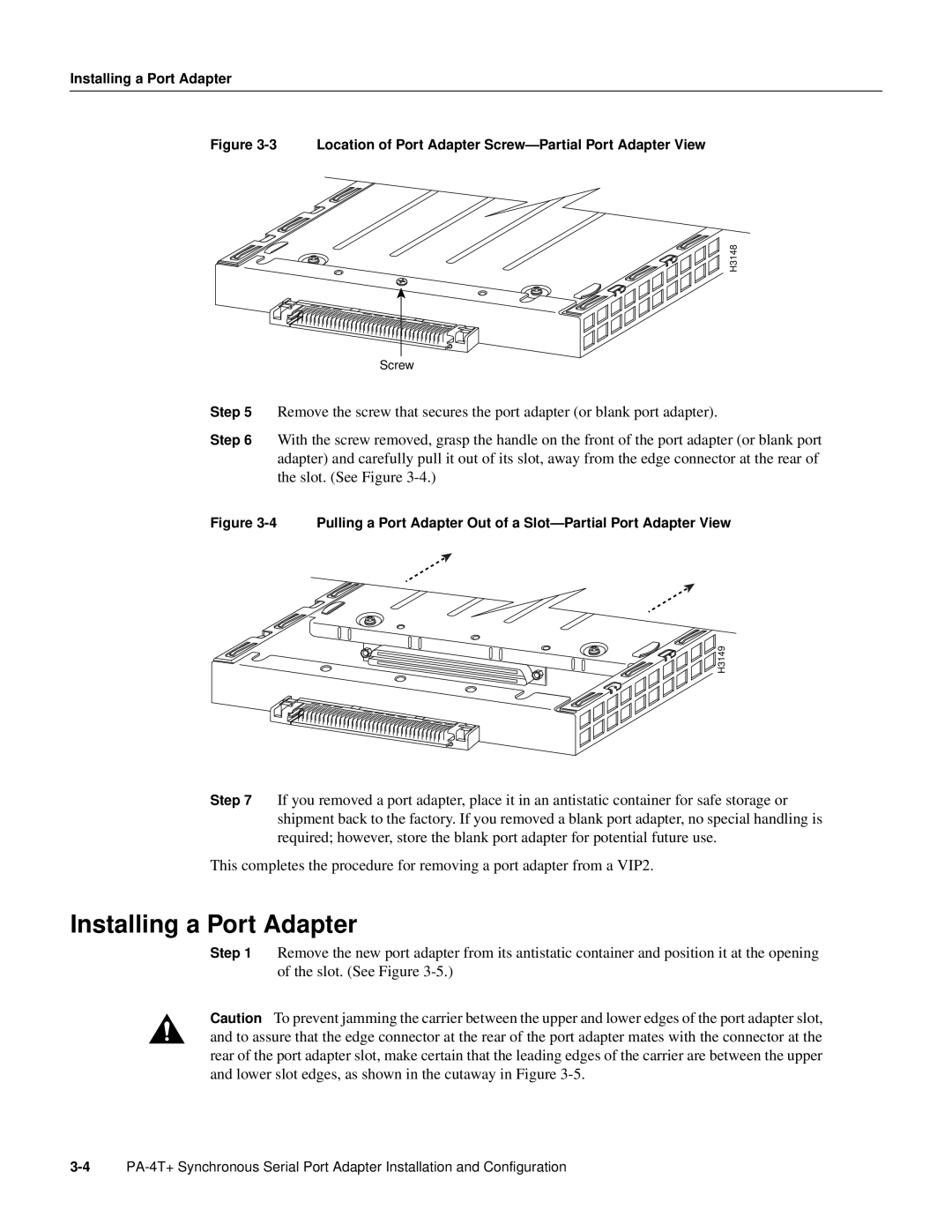 Cisco Systems PA-4T manual Installing a Port Adapter 