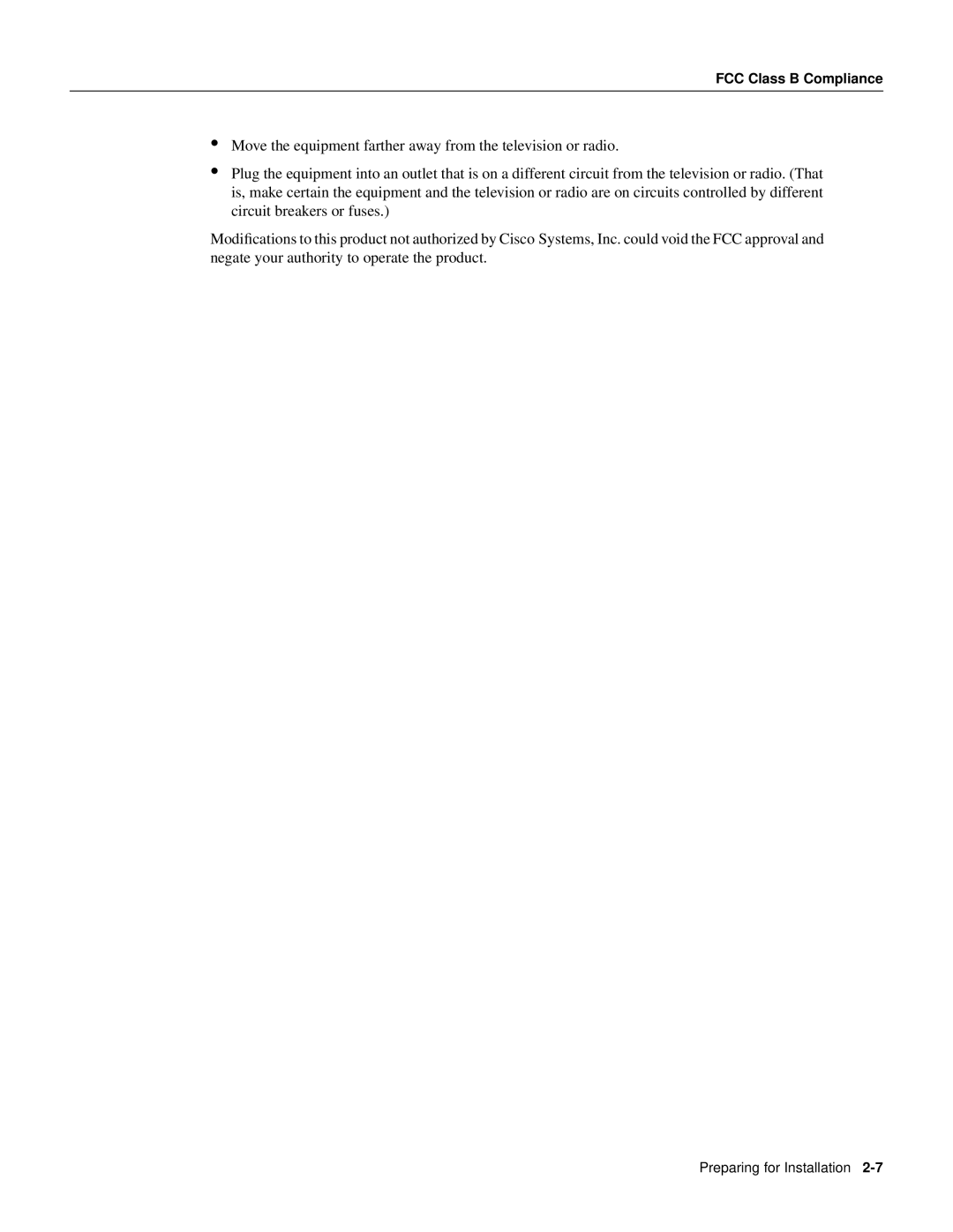 Cisco Systems PA-4T manual FCC Class B Compliance 