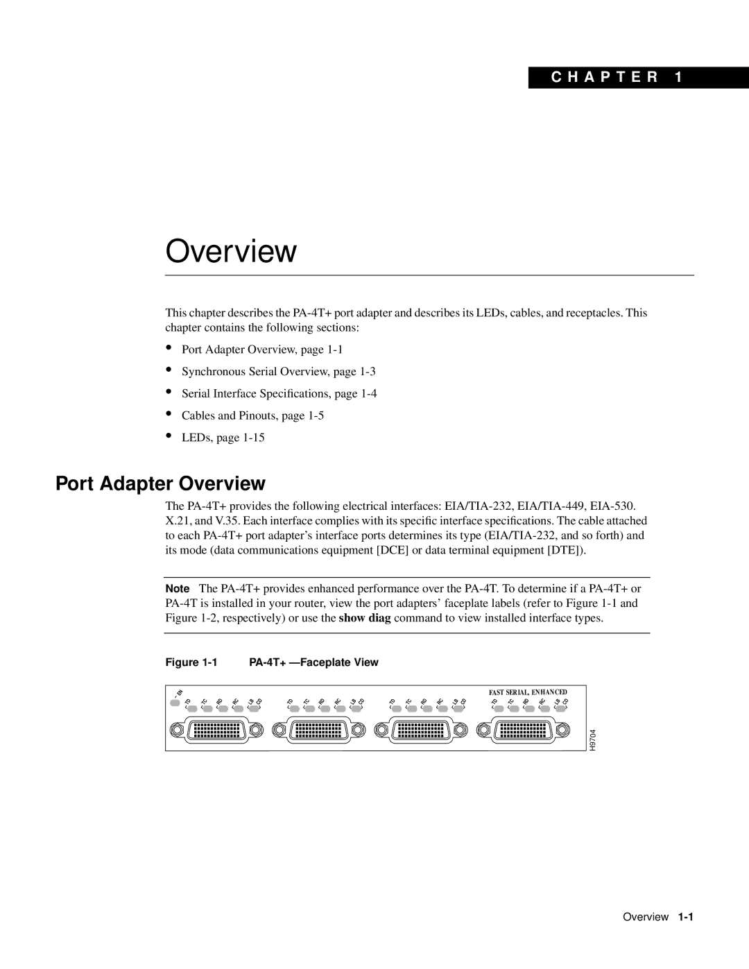 Cisco Systems PA-4T manual Port Adapter Overview 