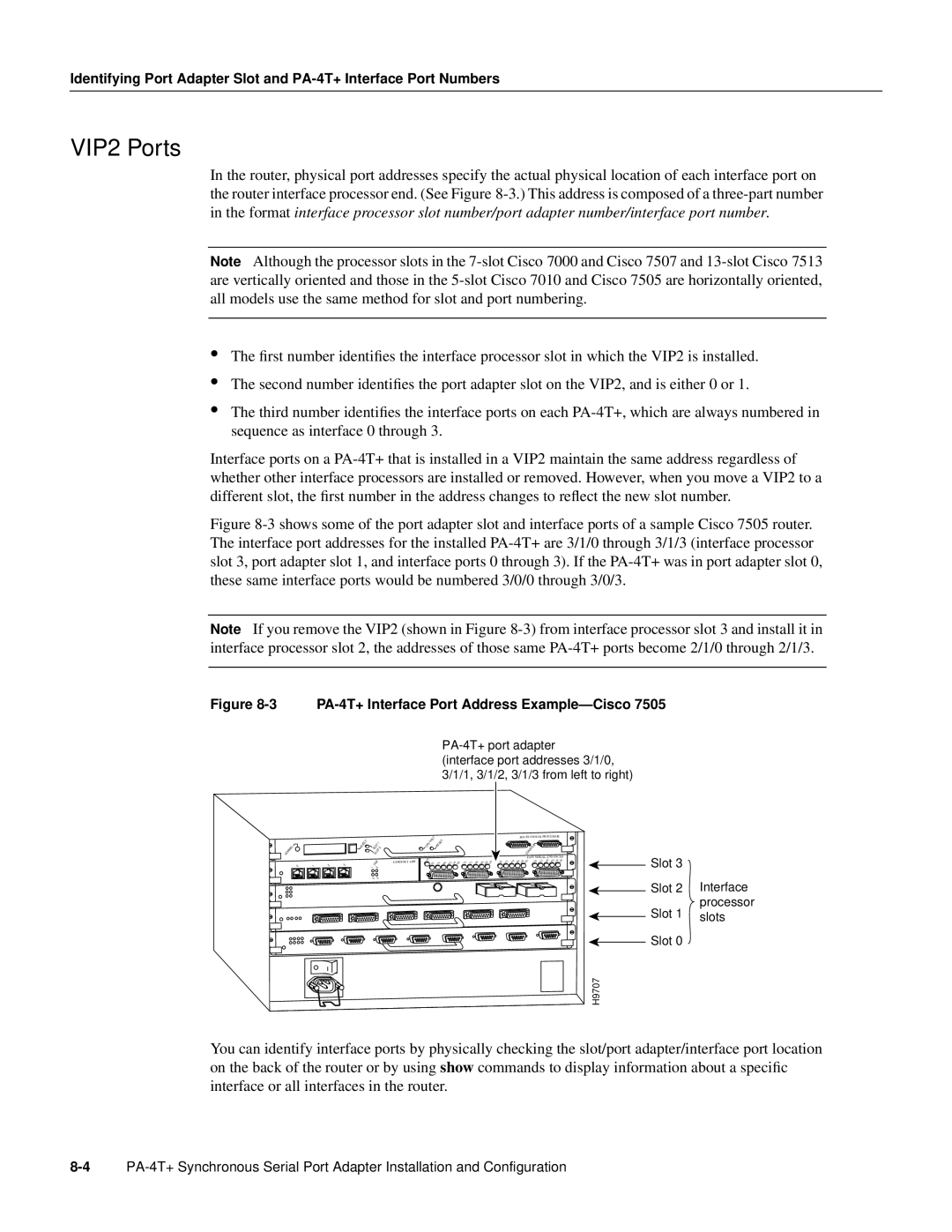 Cisco Systems manual VIP2 Ports, PA-4T+ Interface Port Address Example-Cisco 