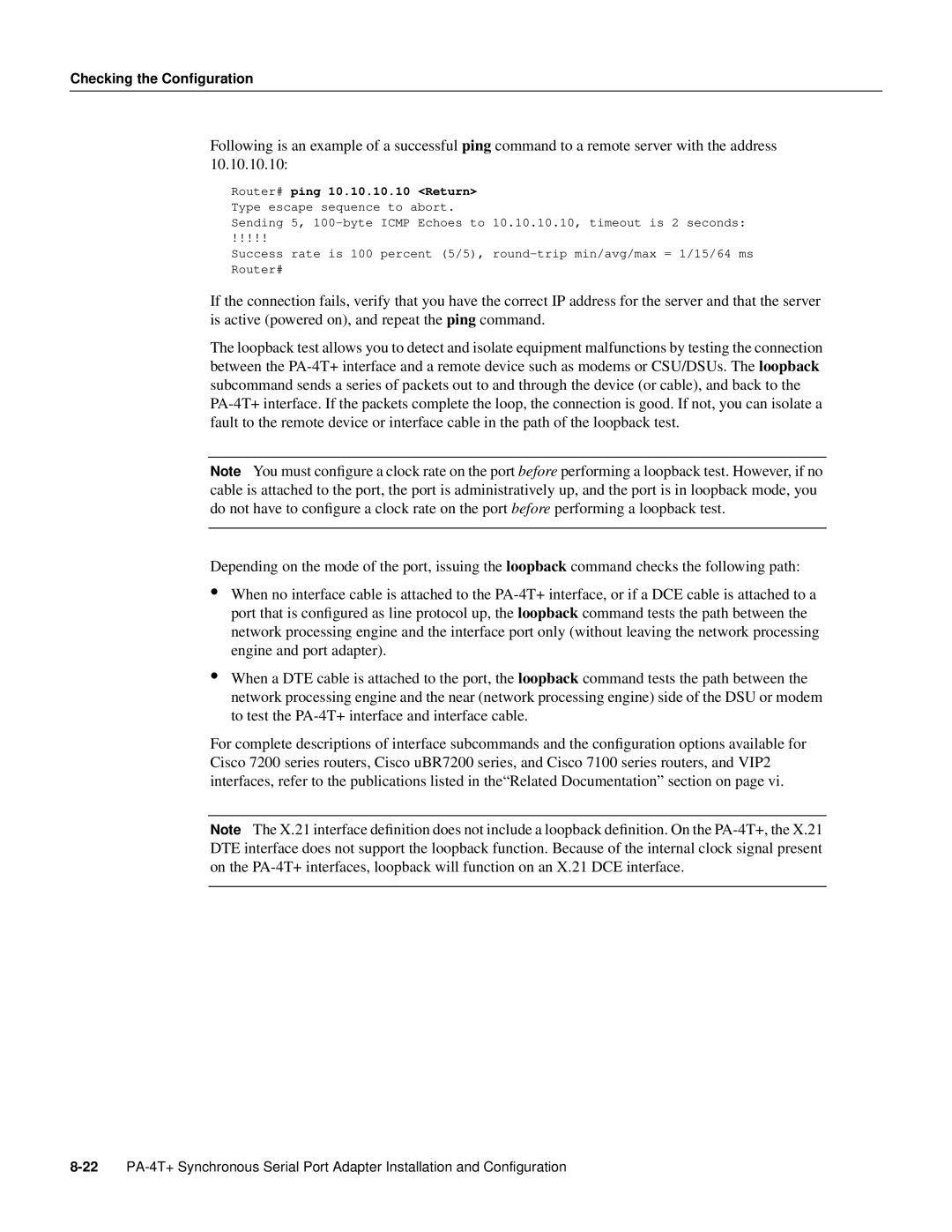 Cisco Systems PA-4T manual Checking the Configuration 