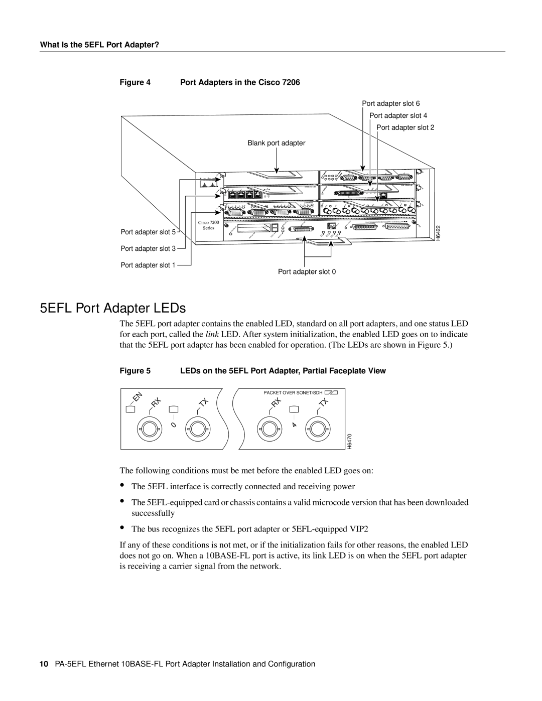 Cisco Systems PA-5EFL=, 10BASE-FL manual 5EFL Port Adapter LEDs 