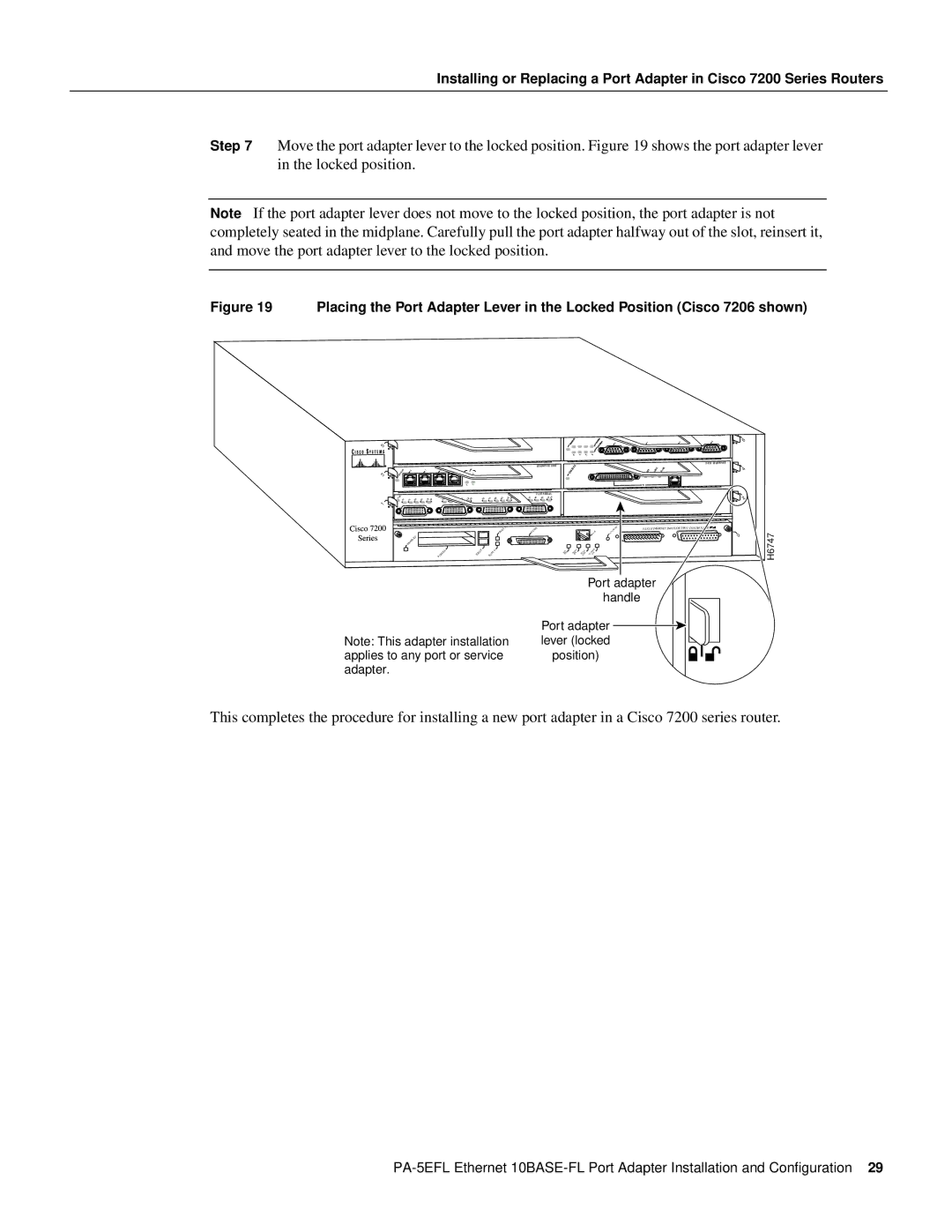 Cisco Systems 10BASE-FL, PA-5EFL= manual Port adapter Handle 