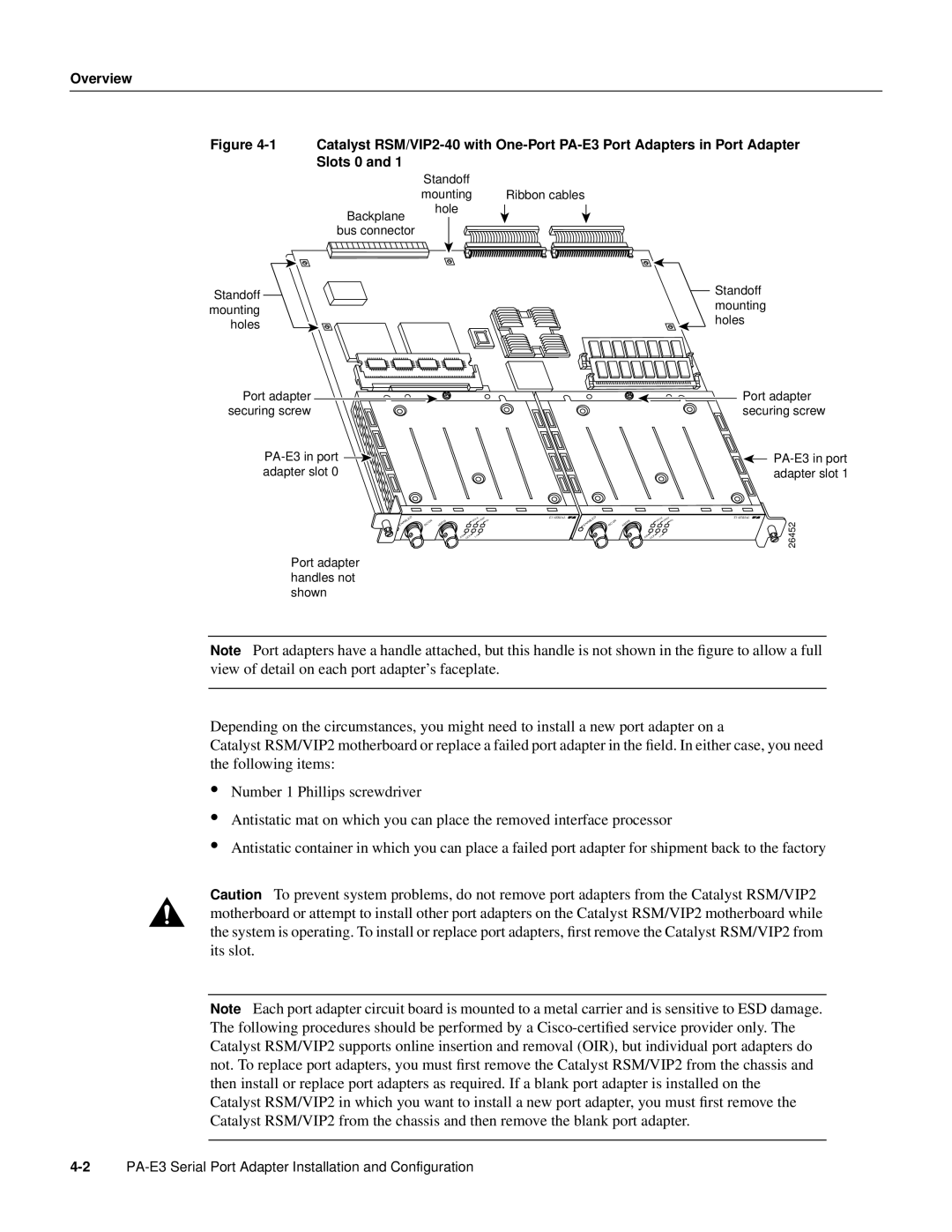 Cisco Systems PA-E3, PA-2E3 manual Port adapter securing screw 