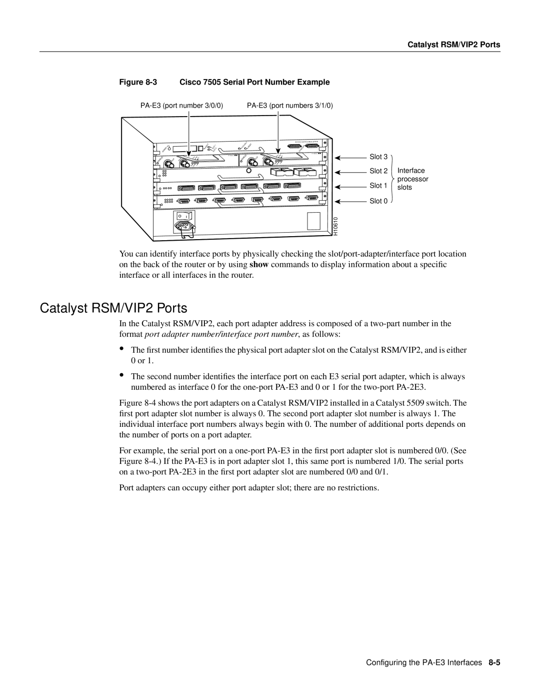 Cisco Systems PA-2E3, PA-E3 manual Catalyst RSM/VIP2 Ports 