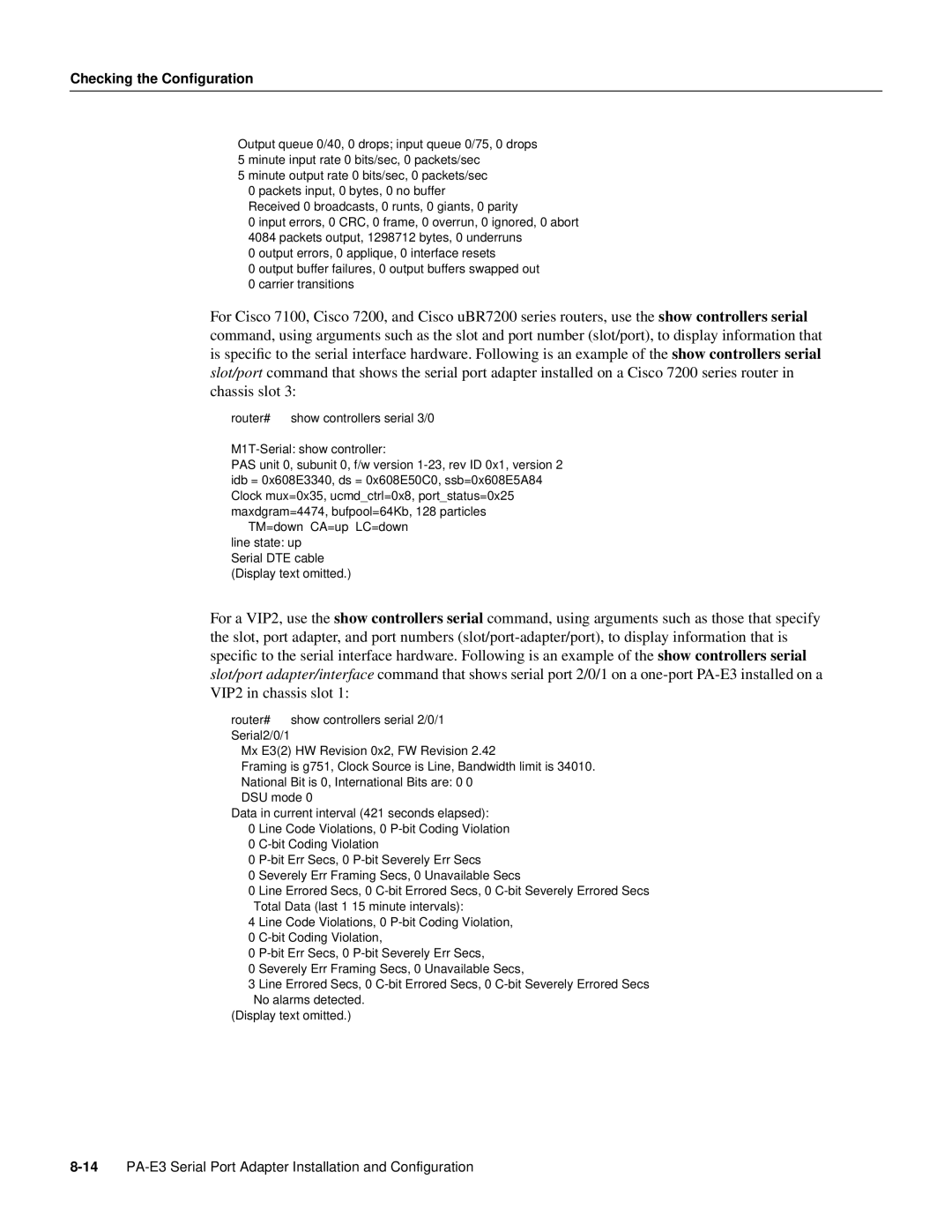 Cisco Systems PA-2E3 manual 14PA-E3 Serial Port Adapter Installation and Configuration 