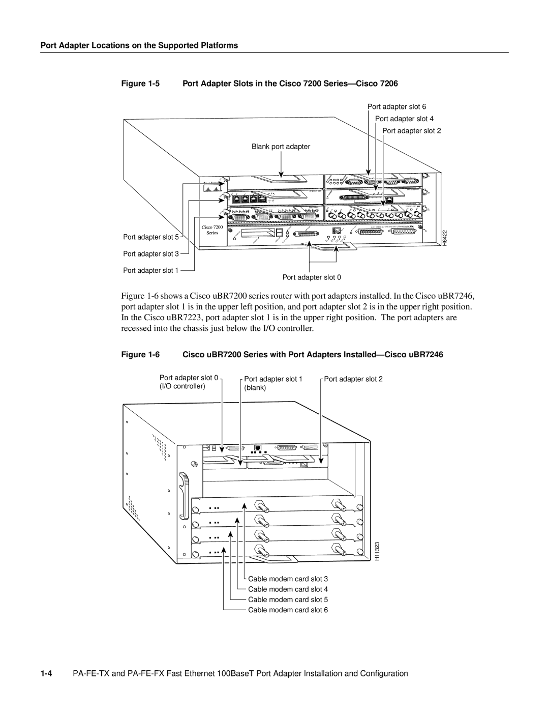 Cisco Systems PA-FE-TX, PA-FE-FX manual Port Adapter Slots in the Cisco 7200 Series-Cisco 