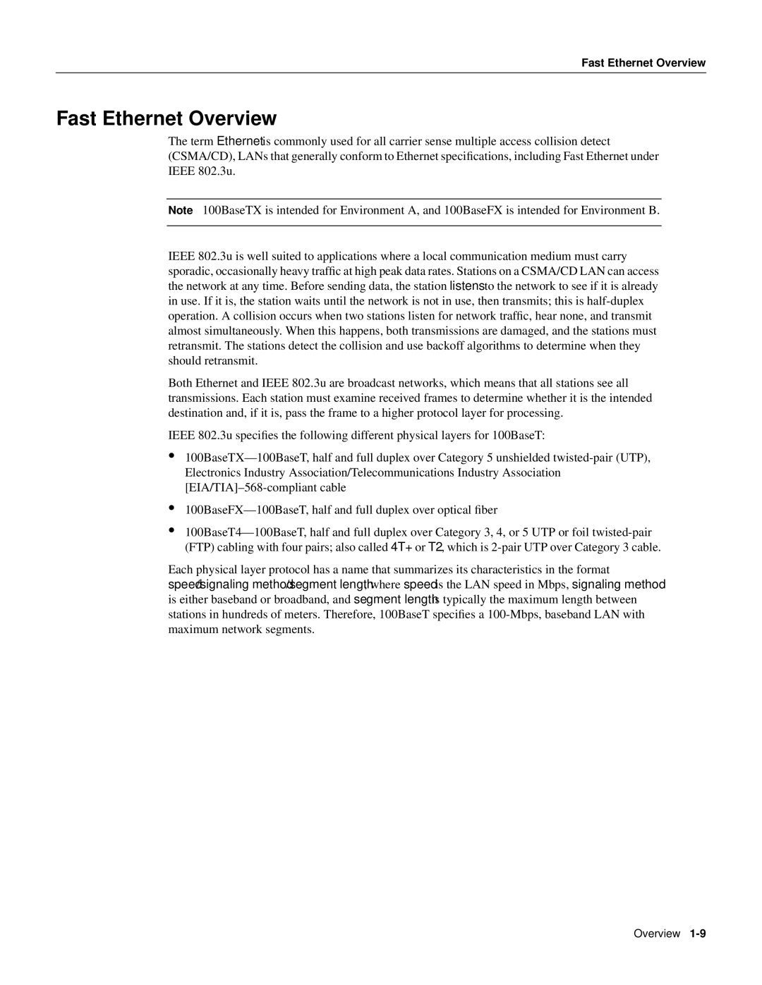 Cisco Systems PA-FE-FX, PA-FE-TX manual Fast Ethernet Overview 