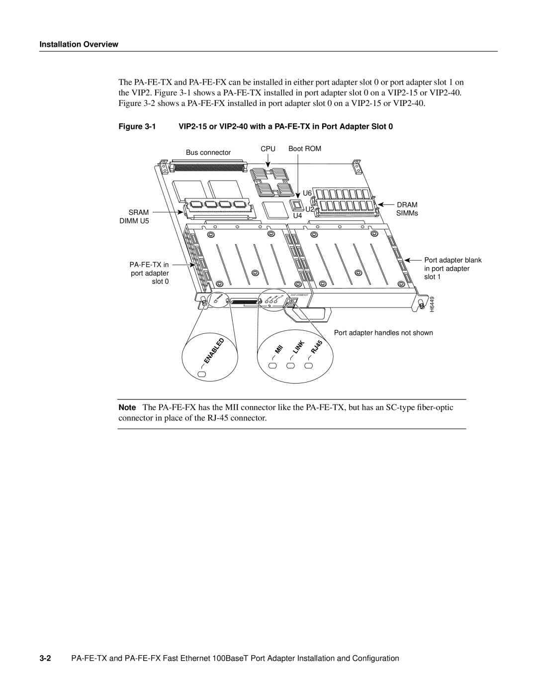 Cisco Systems PA-FE-FX manual VIP2-15 or VIP2-40 with a PA-FE-TX in Port Adapter Slot 