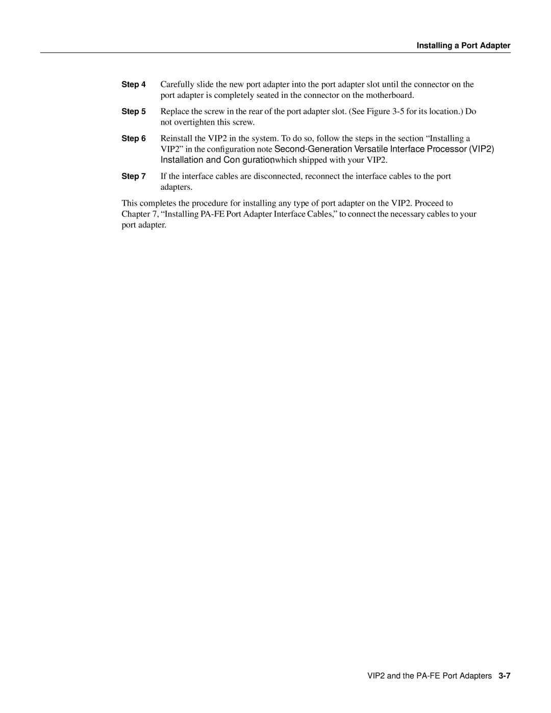 Cisco Systems PA-FE-FX, PA-FE-TX manual Installing a Port Adapter 