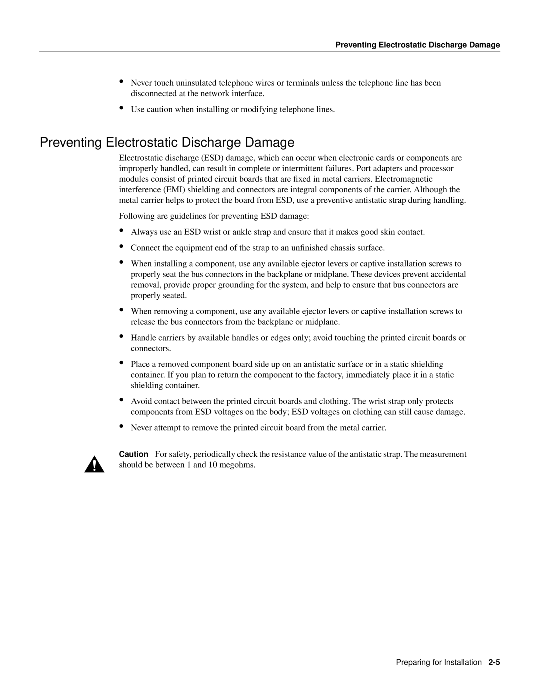 Cisco Systems PA-FE-FX, PA-FE-TX manual Preventing Electrostatic Discharge Damage 