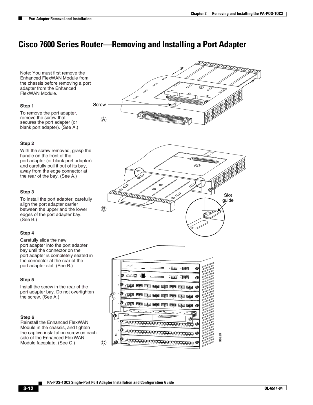 Cisco Systems PA-POS-2OC3, PA-POS-1OC3 manual Screw 