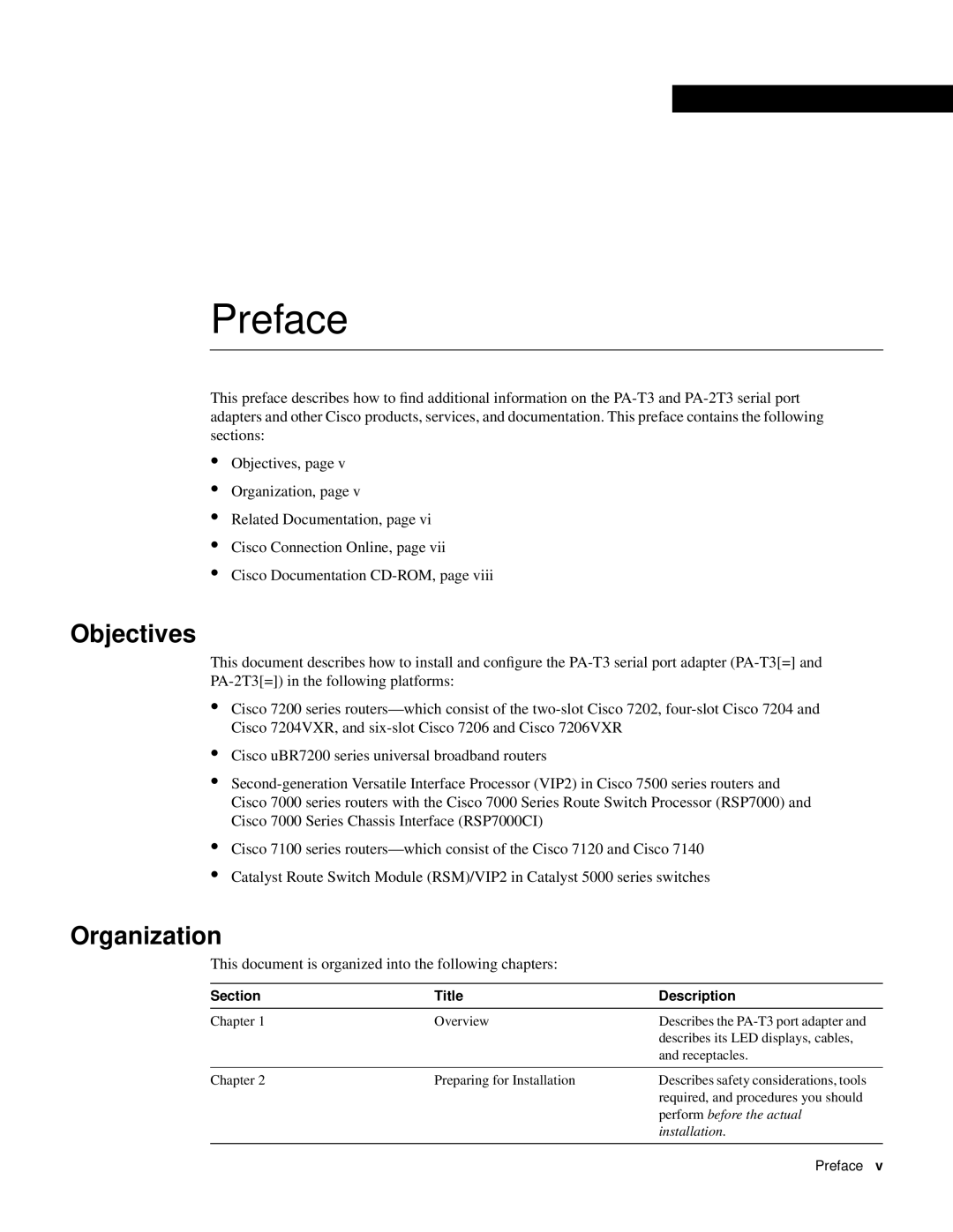 Cisco Systems PA-T3 manual Preface, Objectives, Organization 