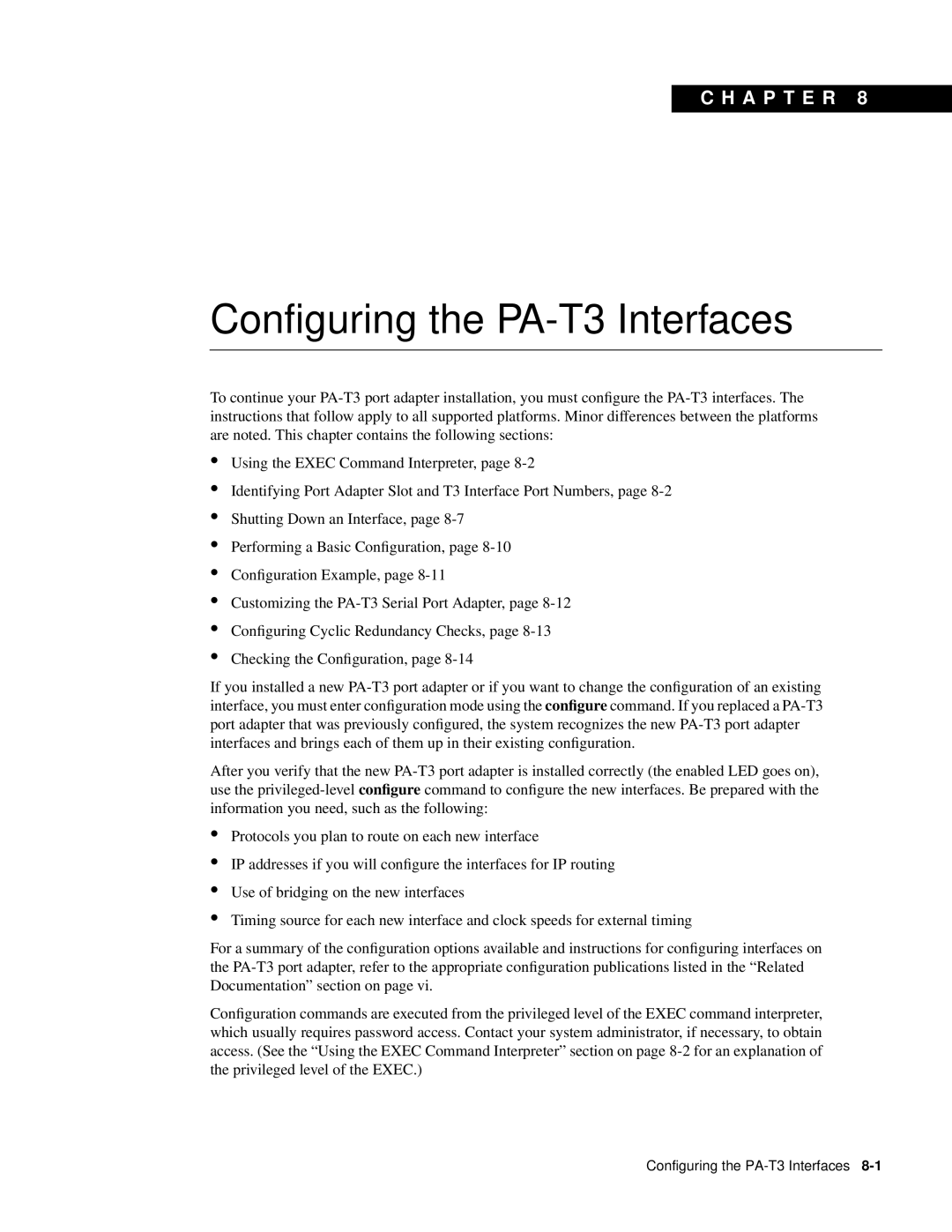 Cisco Systems manual Configuring the PA-T3 Interfaces, C H A P T E R 