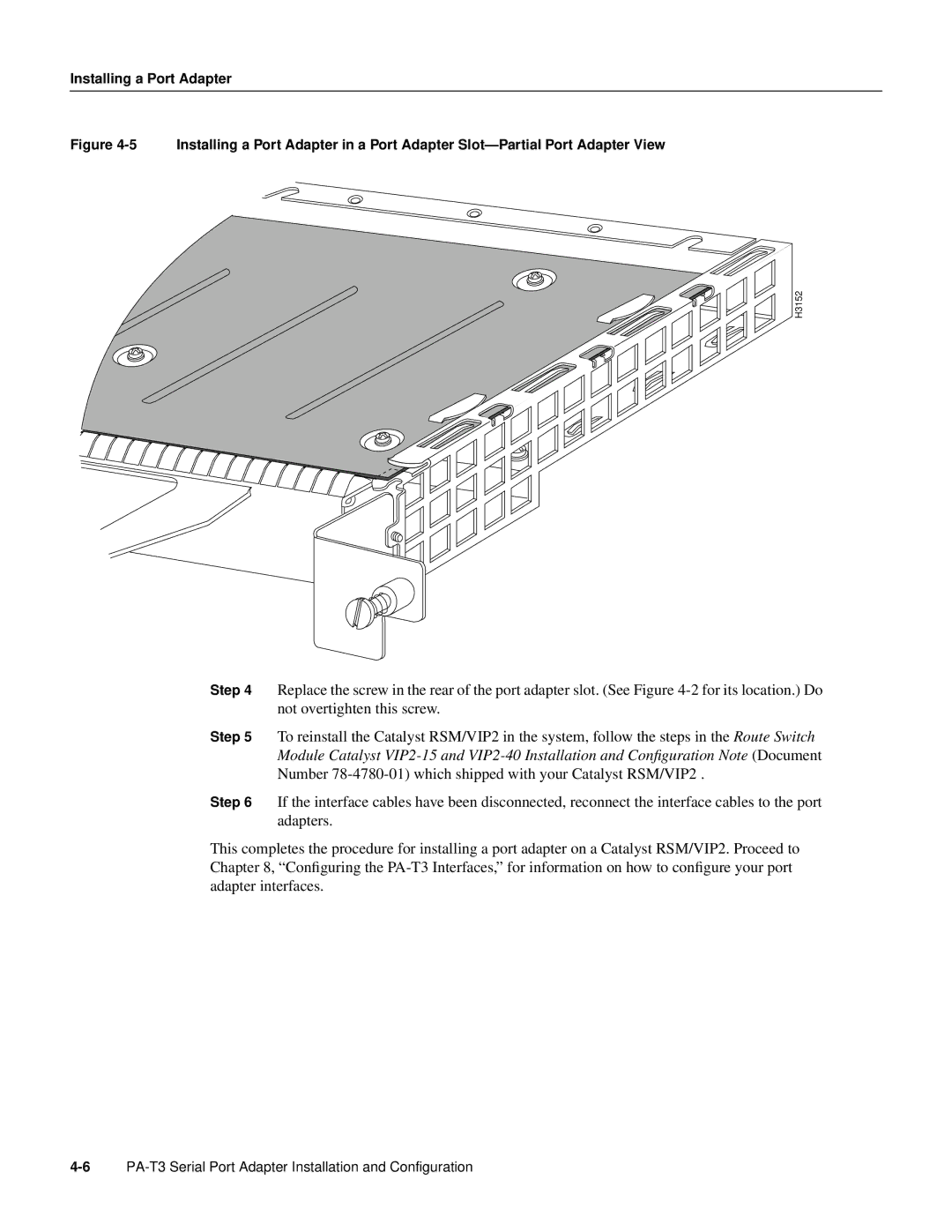 Cisco Systems manual 6PA-T3 Serial Port Adapter Installation and Configuration 