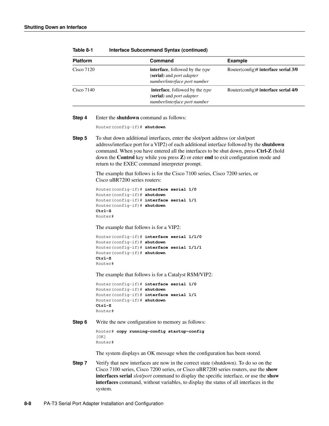 Cisco Systems PA-T3 manual Routerconfig-if#interface serial 1/0, Routerconfig-if#interface serial 1/1, Ctrl-Z 