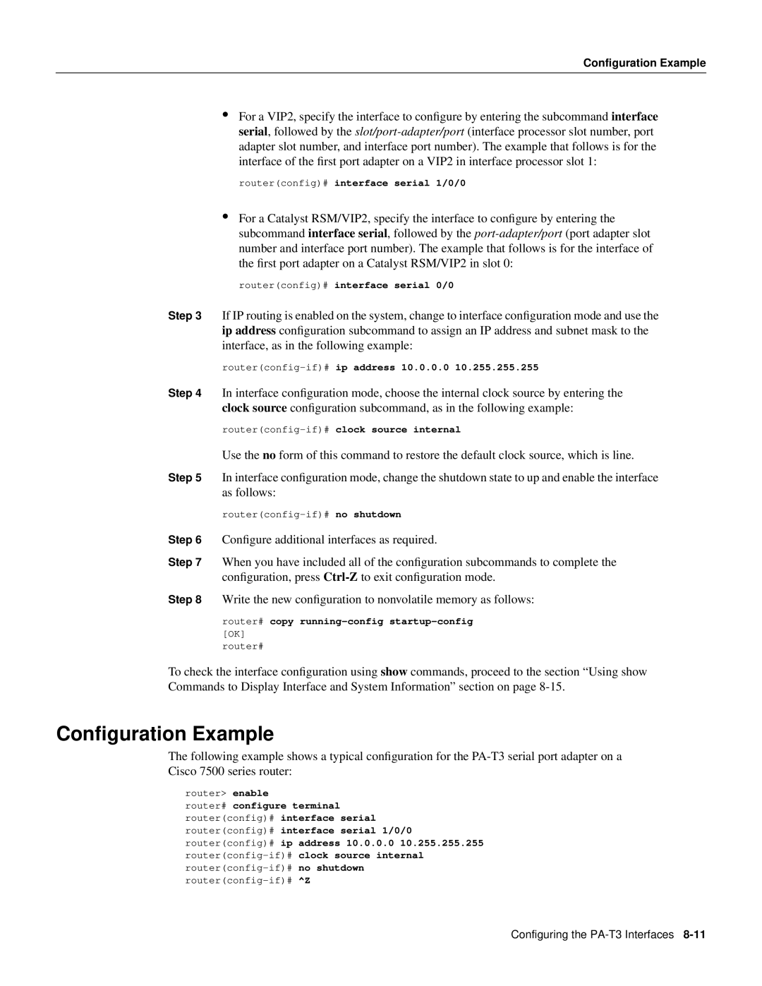 Cisco Systems PA-T3 manual Conﬁguration Example, Configuration Example 