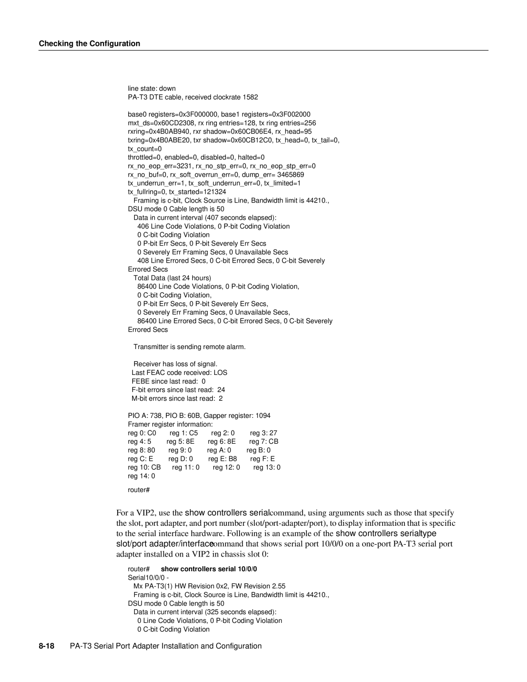 Cisco Systems PA-T3 manual Febe, Router# show controllers serial 10/0/0 Serial10/0/0 