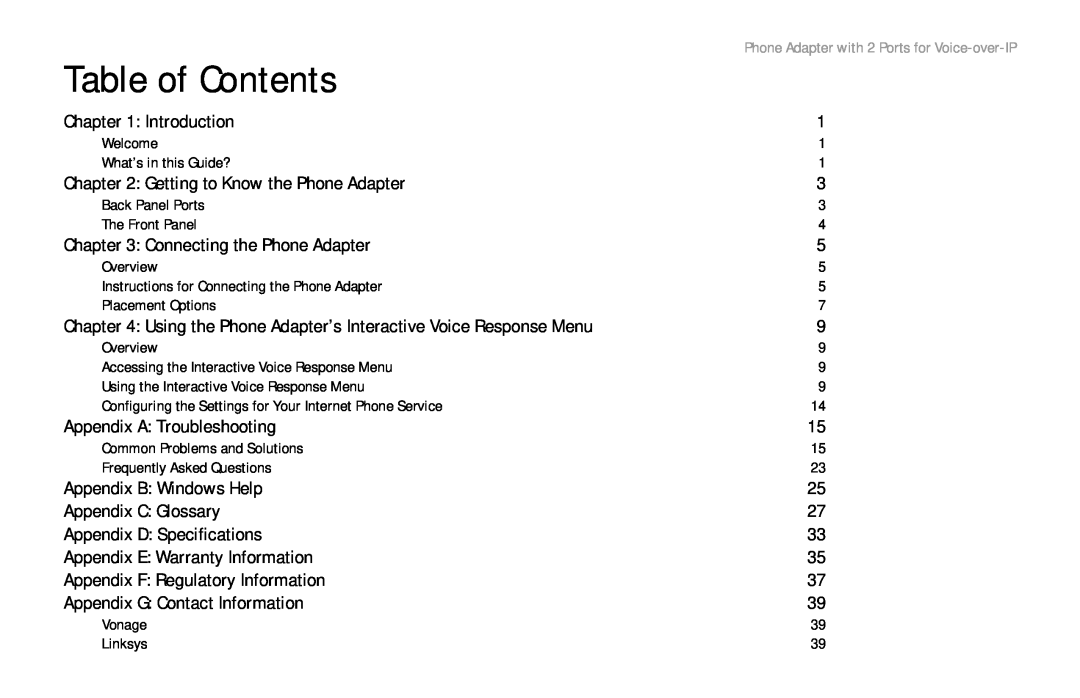 Cisco Systems PAP2 manual Table of Contents 