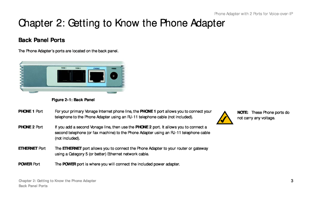 Cisco Systems PAP2 manual Getting to Know the Phone Adapter, Back Panel Ports, Phone Adapter with 2 Ports for Voice-over-IP 