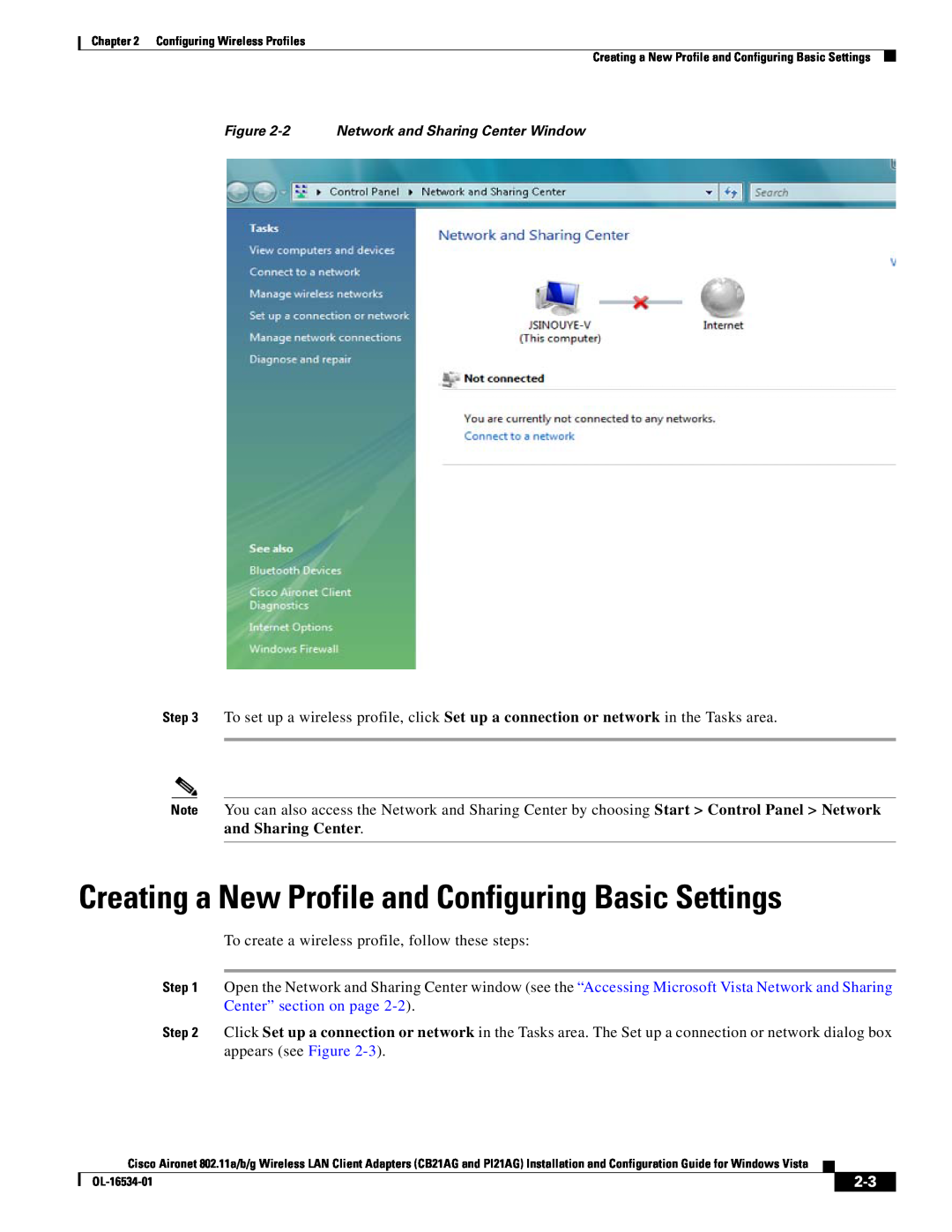 Cisco Systems CB21AG, PI21AG manual Creating a New Profile and Configuring Basic Settings 