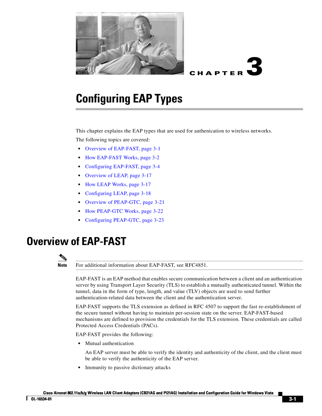 Cisco Systems CB21AG, PI21AG Configuring EAP Types, Overview of EAP-FAST, page How EAP-FAST Works, page, C H A P T E R 