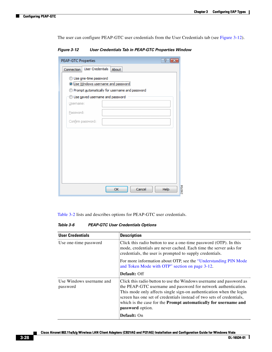 Cisco Systems PI21AG, CB21AG manual and Token Mode with OTP” section on page, Default Off, password option, 3-28, Default On 