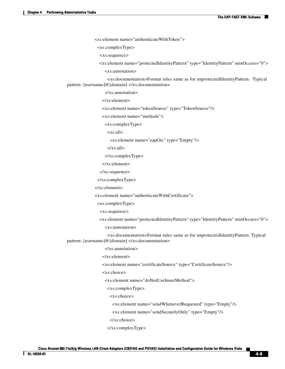 Cisco Systems CB21AG, PI21AG manual xselement name=authenticateWithToken xscomplexType xssequence 