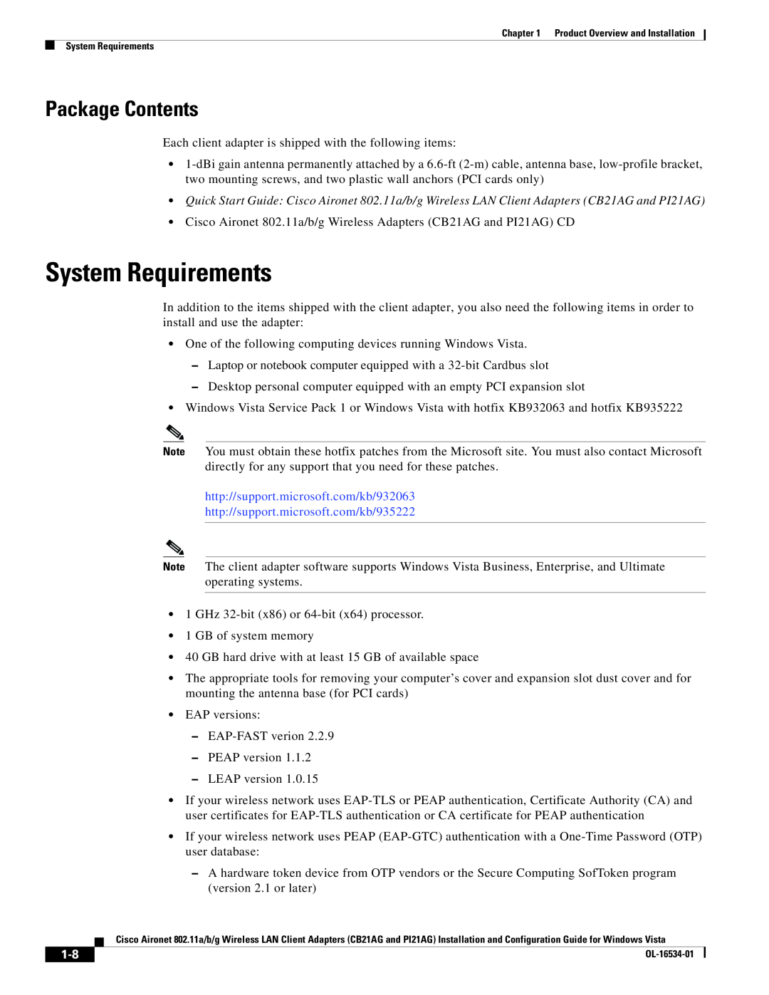 Cisco Systems PI21AG, CB21AG manual System Requirements, Package Contents 