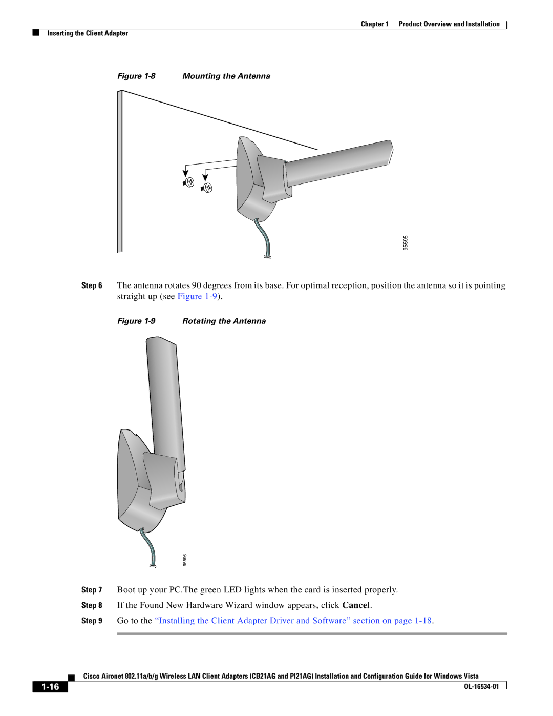 Cisco Systems PI21AG, CB21AG manual Mounting the Antenna 