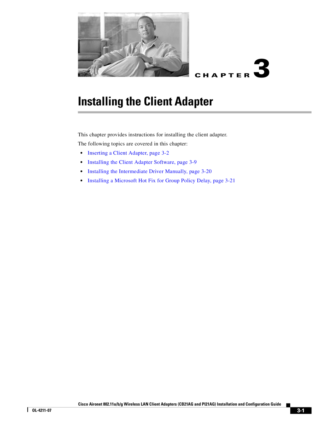 Cisco Systems CB21AG, PI21AG manual Installing the Client Adapter 