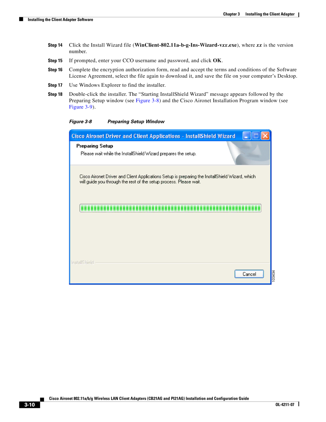 Cisco Systems PI21AG, CB21AG manual Preparing Setup Window 