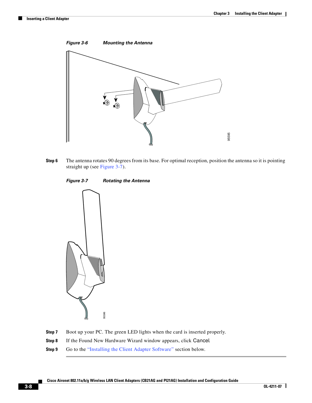 Cisco Systems PI21AG, CB21AG manual Mounting the Antenna 