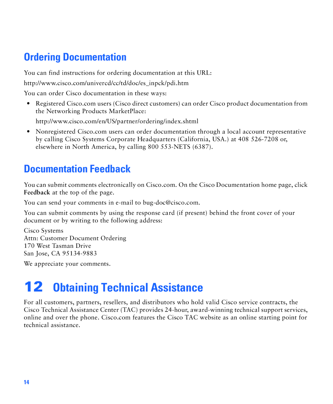 Cisco Systems PIX 506E quick start Obtaining Technical Assistance, Ordering Documentation, Documentation Feedback 