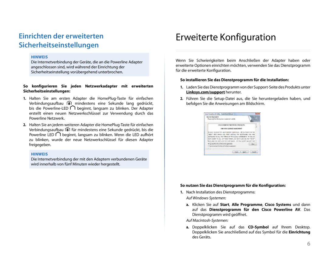 Cisco Systems PLSK400, PLEK400 manual Erweiterte Konfiguration, Einrichten .der .erweiterten Sicherheitseinstellungen 