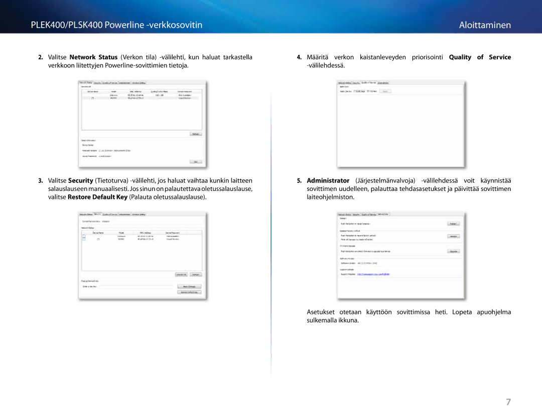 Cisco Systems manual PLEK400/PLSK400 Powerline -verkkosovitin 