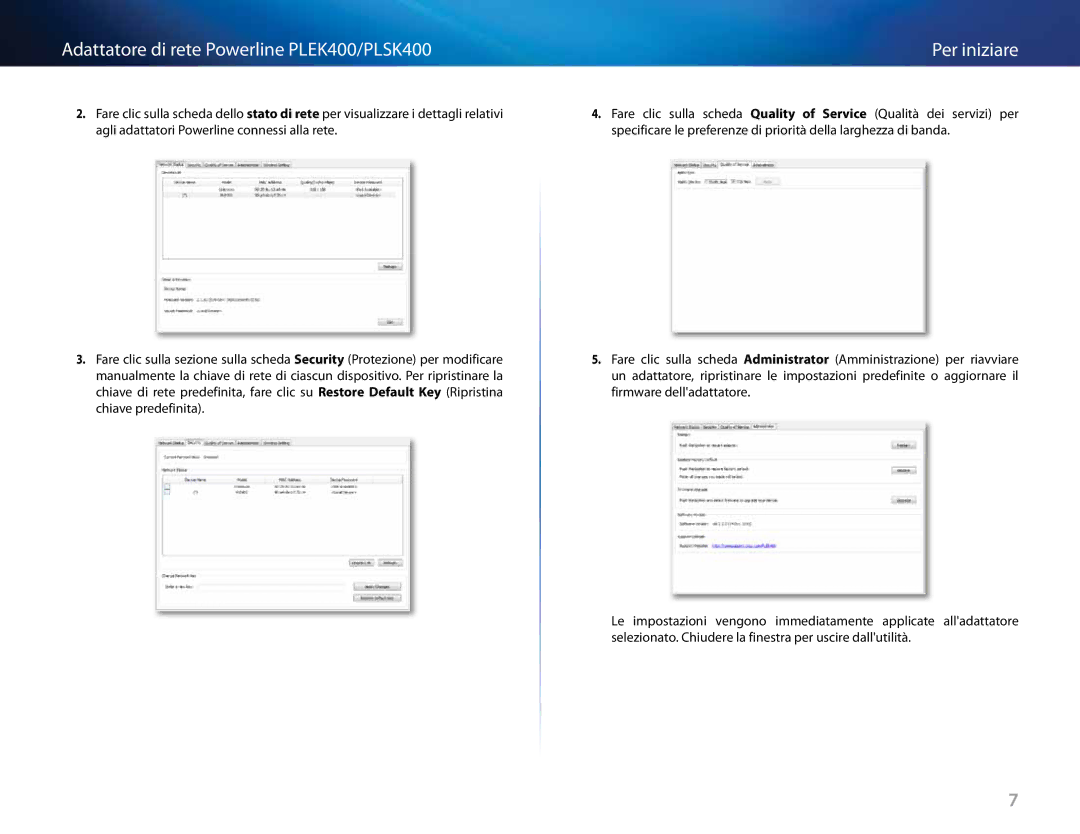 Cisco Systems manual Adattatore di rete Powerline PLEK400/PLSK400 