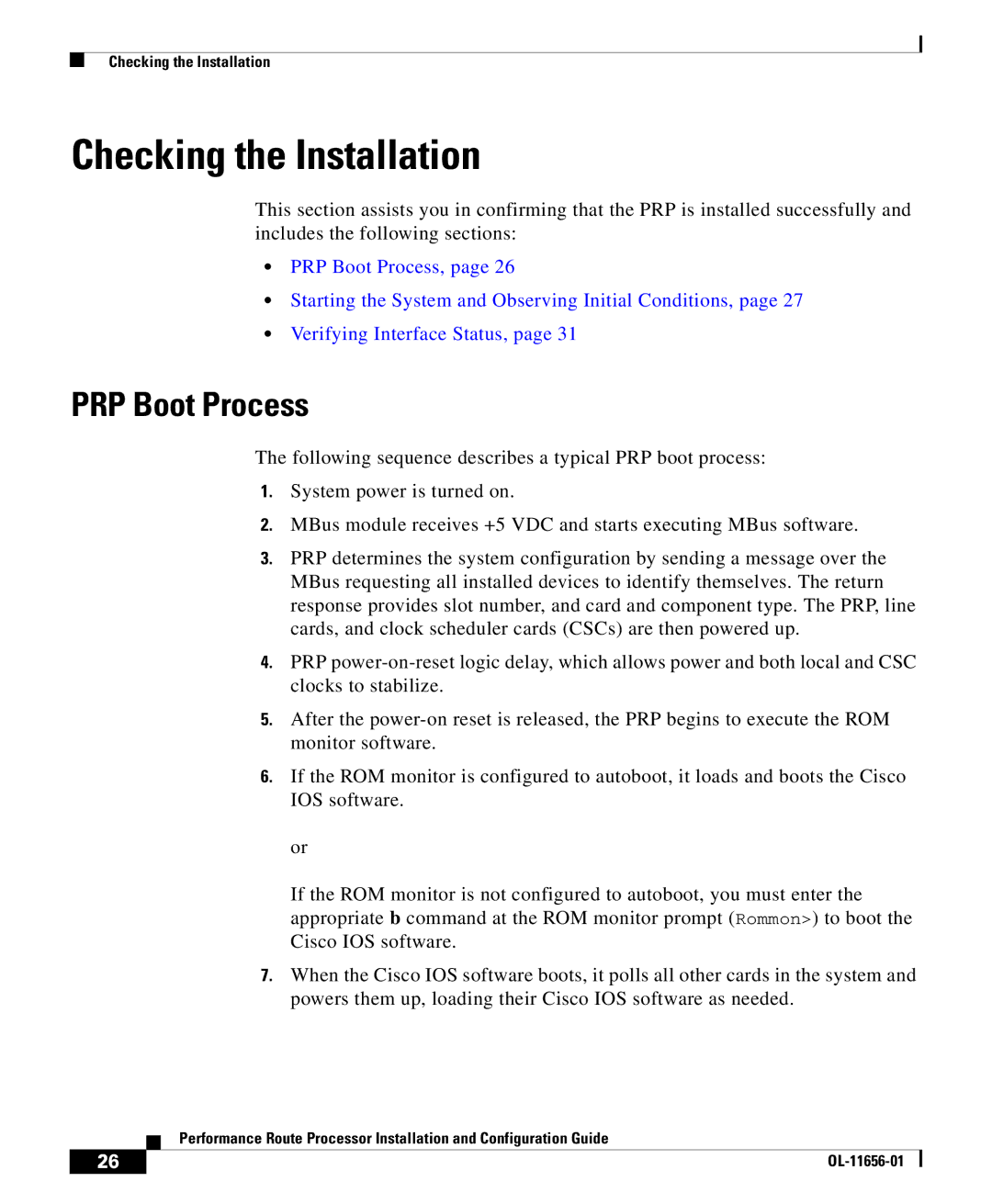 Cisco Systems PRP-2=, PRP-1=, PRP-1/R=, PRP-2/R= manual Checking the Installation, PRP Boot Process 