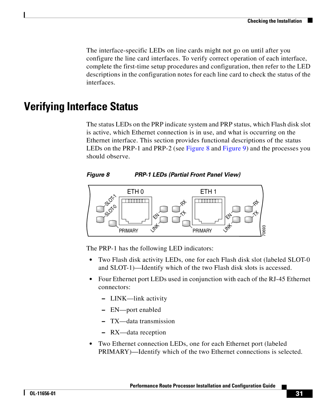 Cisco Systems PRP-2/R=, PRP-1=, PRP-1/R=, PRP-2= manual Verifying Interface Status 