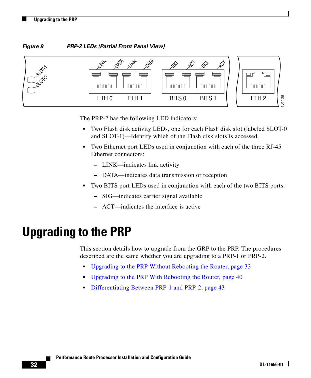 Cisco Systems PRP-1=, PRP-1/R=, PRP-2=, PRP-2/R= manual Upgrading to the PRP, ETH Bits 