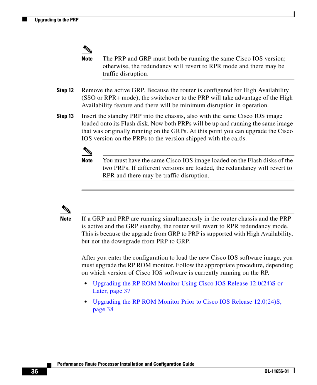 Cisco Systems PRP-1=, PRP-1/R=, PRP-2=, PRP-2/R= manual Upgrading to the PRP 