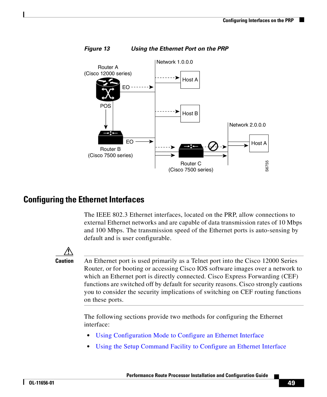 Cisco Systems PRP-1/R=, PRP-1=, PRP-2=, PRP-2/R= Configuring the Ethernet Interfaces, Using the Ethernet Port on the PRP 