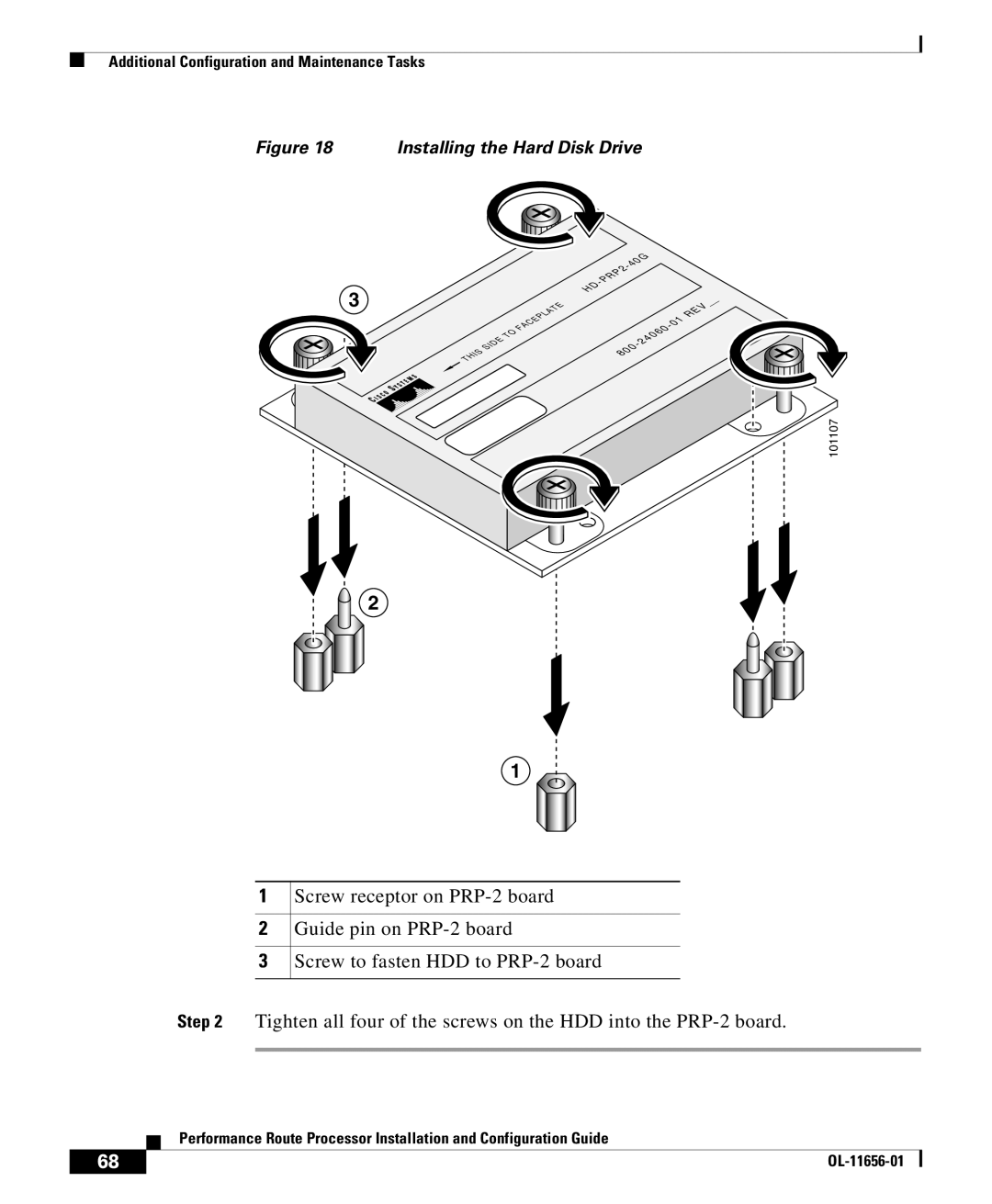 Cisco Systems PRP-1=, PRP-1/R=, PRP-2=, PRP-2/R= manual Installing the Hard Disk Drive 