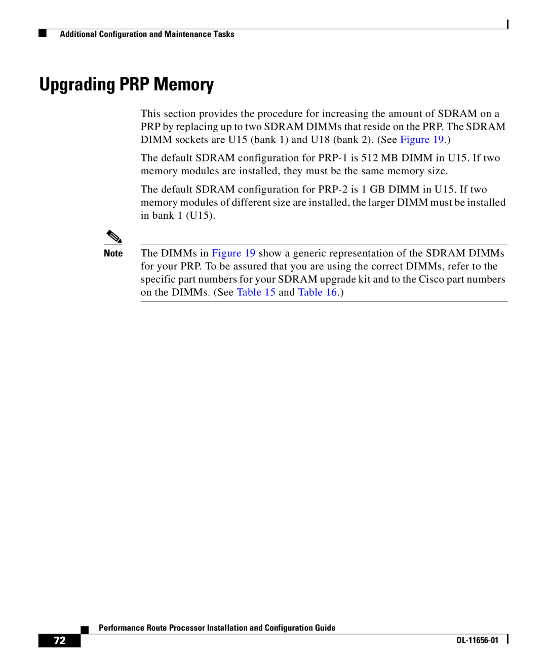 Cisco Systems PRP-1=, PRP-1/R=, PRP-2=, PRP-2/R= manual Upgrading PRP Memory 