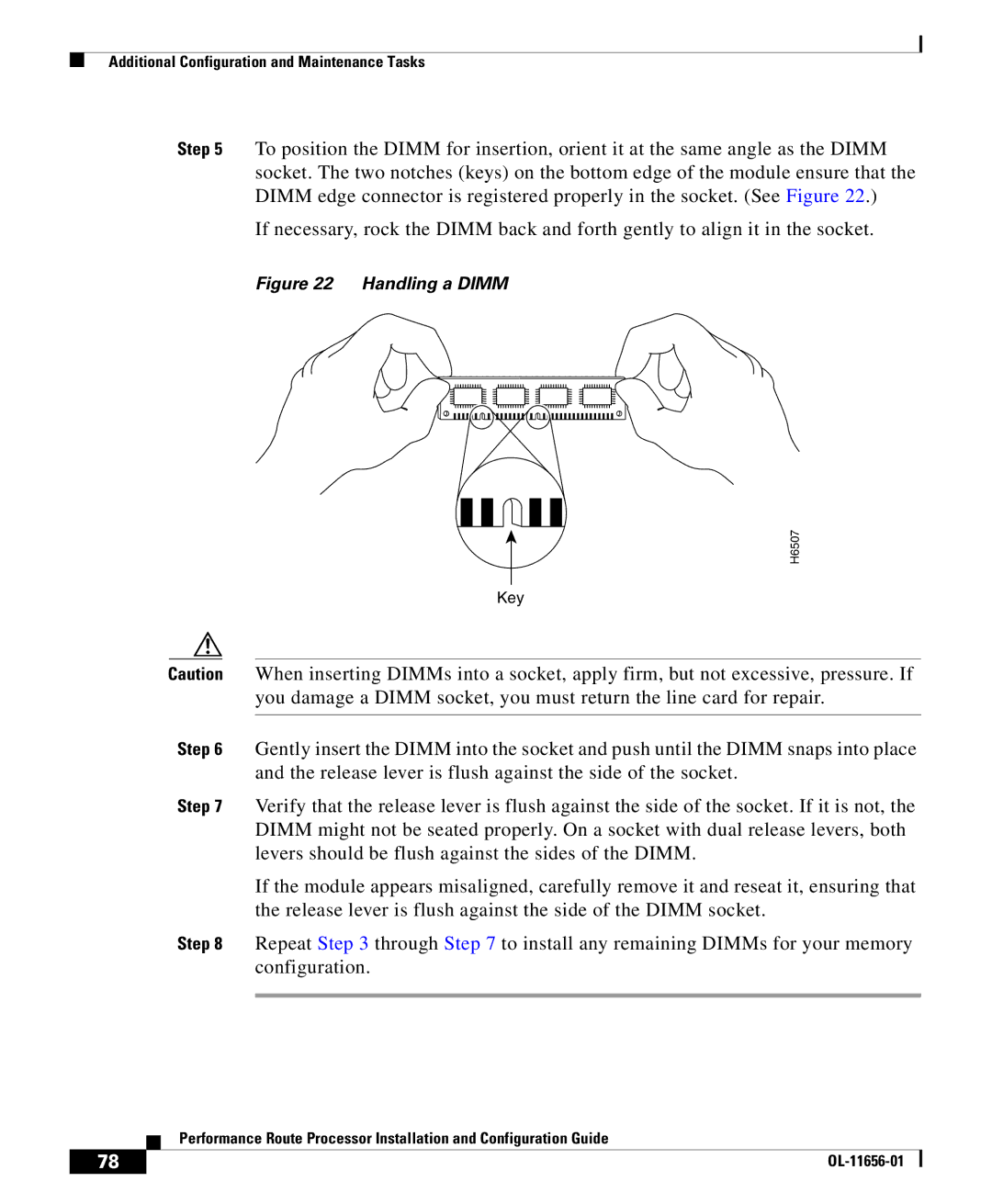 Cisco Systems PRP-2=, PRP-1=, PRP-1/R=, PRP-2/R= manual Handling a Dimm 